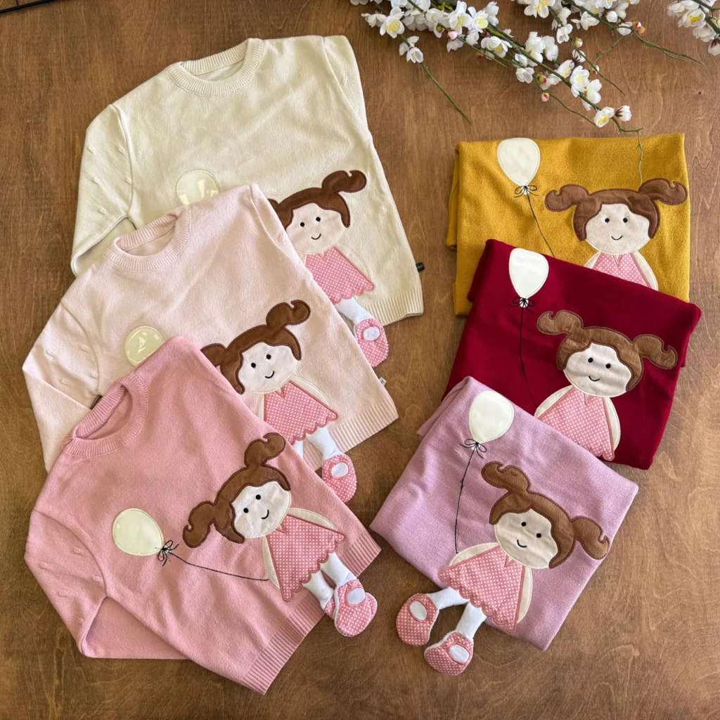 بلوز بافت گپ دختر پادار بادکنکی سایز 30 تا 55 کد 5108