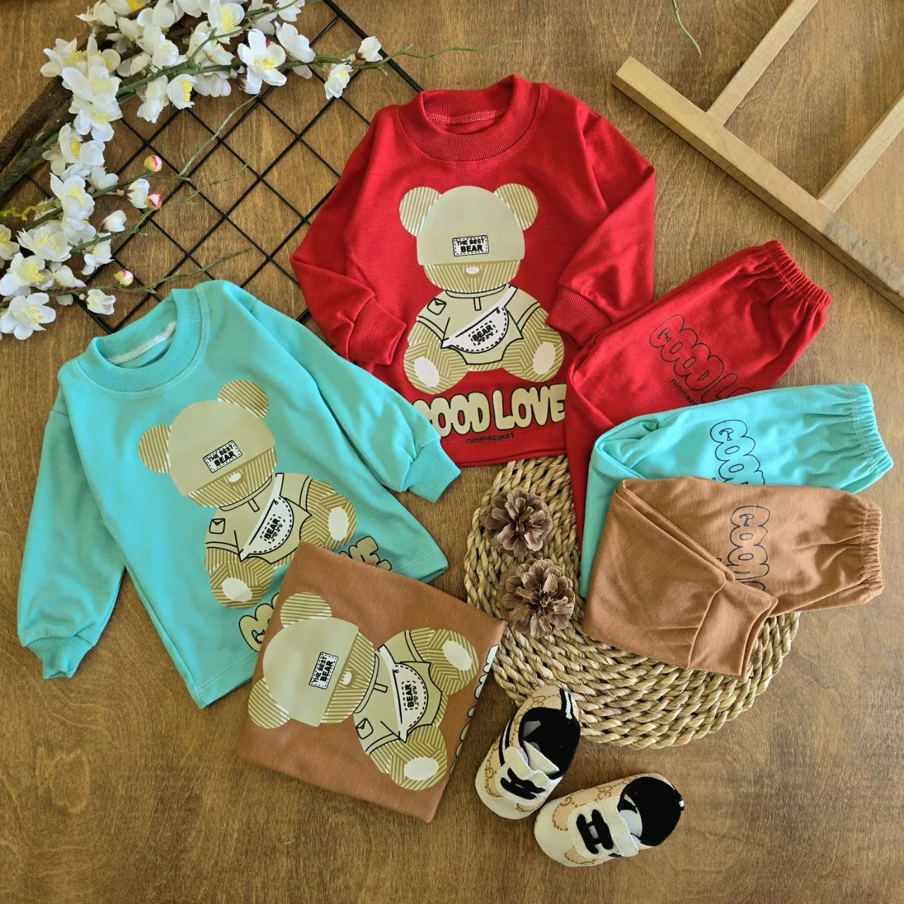 بلوز شلوار خرس کلاه دار Bear سایز 2،3 کد 6972