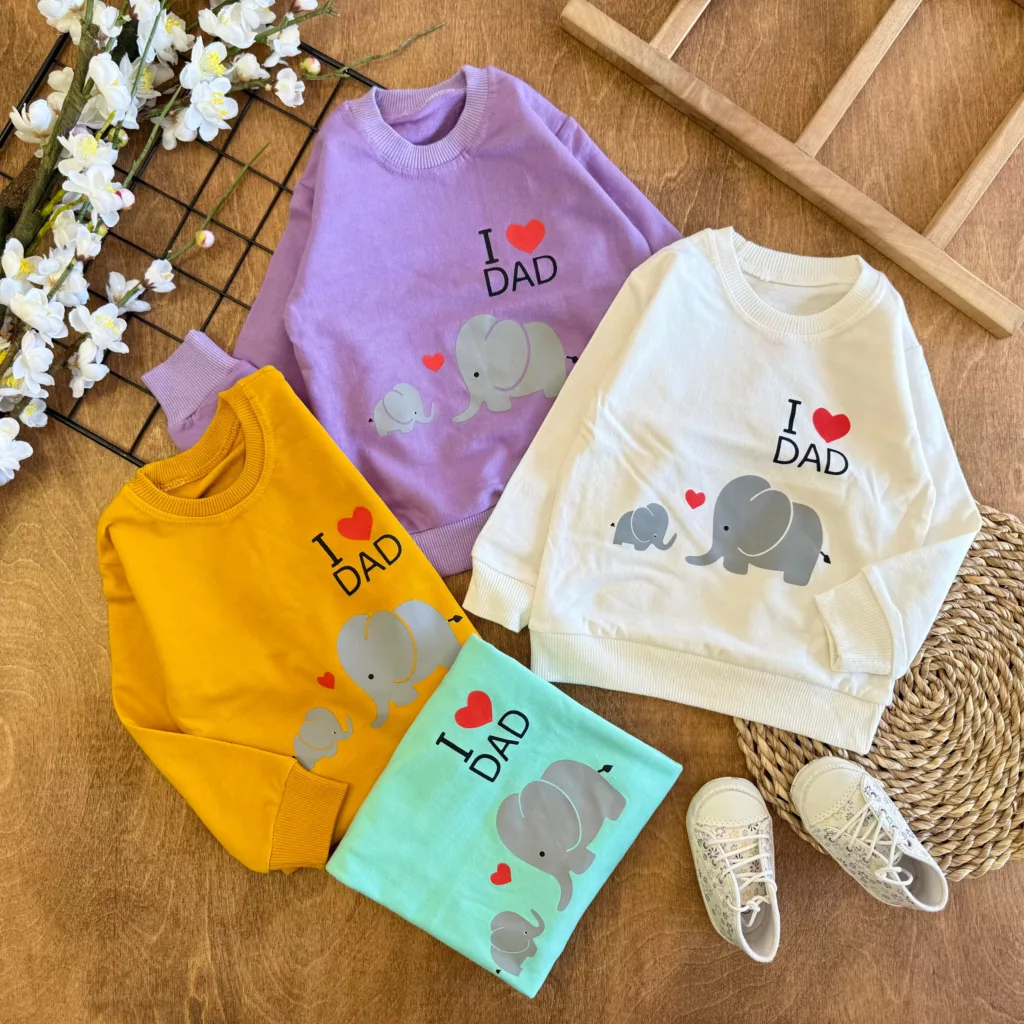 بلوز تک دو فیل و قلب I LOVE DAD سایز 35 تا 45 کد 6896