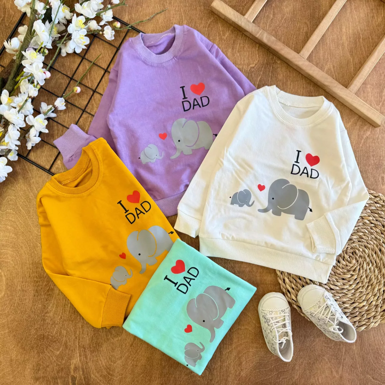 بلوز تک دو فیل و قلب I LOVE DAD سایز 35 تا 45 کد 6896