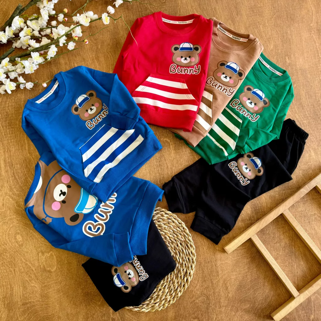 بلوز شلوار خرس جیبدار Bunny سایز 35،40 کد 6877