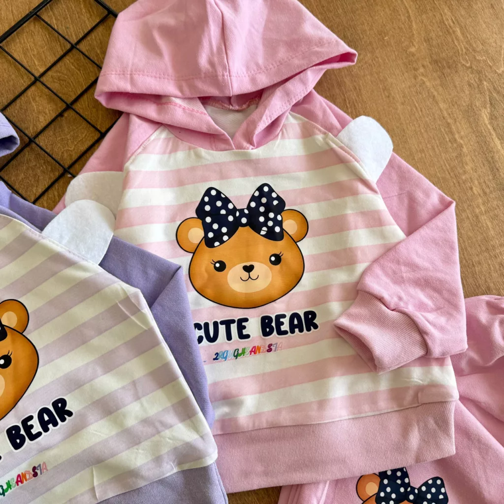 هودی شلوار راه راه خرس پاپیونی Bear کد 6999
