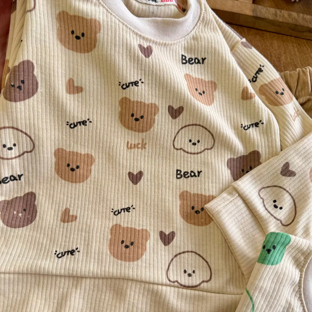 بلوز شلوار کبریتی کله خرس و قلب Cute Bear کد 7129