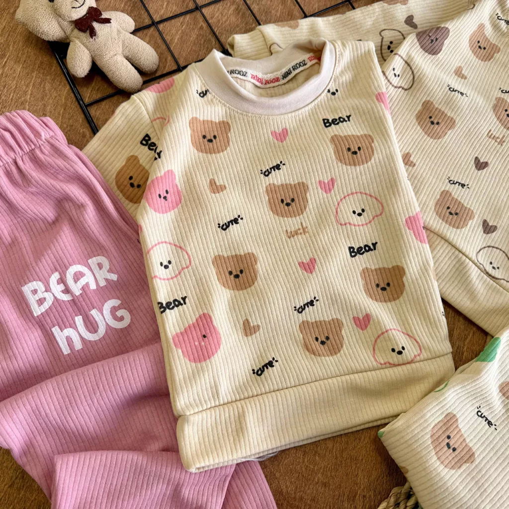 بلوز شلوار کبریتی کله خرس و قلب Cute Bear کد 7129