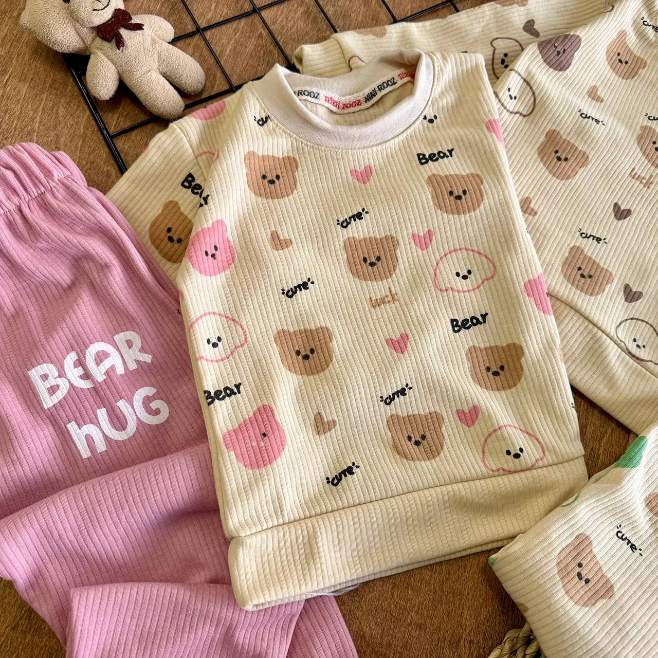 بلوز شلوار کبریتی کله خرس و قلب Cute Bear کد 7129