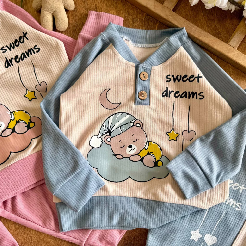 بلوز شلوار کبریتی خرس خوابالو Sweet کد 7015