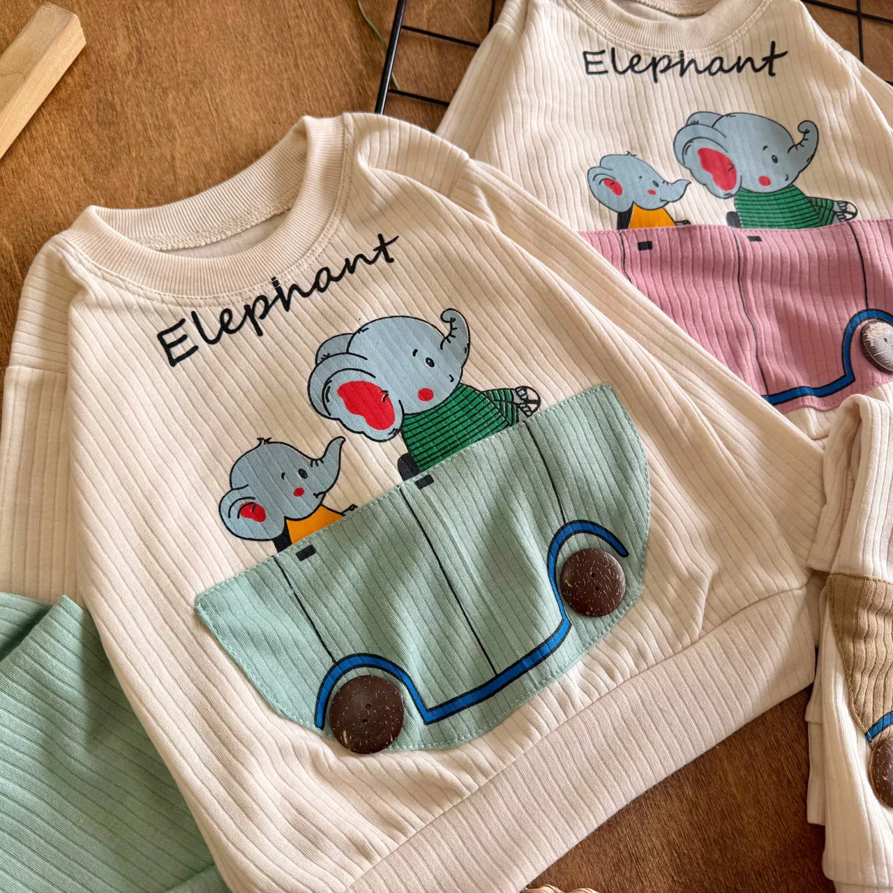 بلوز شلوار کبریتی دو فیل ماشین سوار Elephant کد 7084
