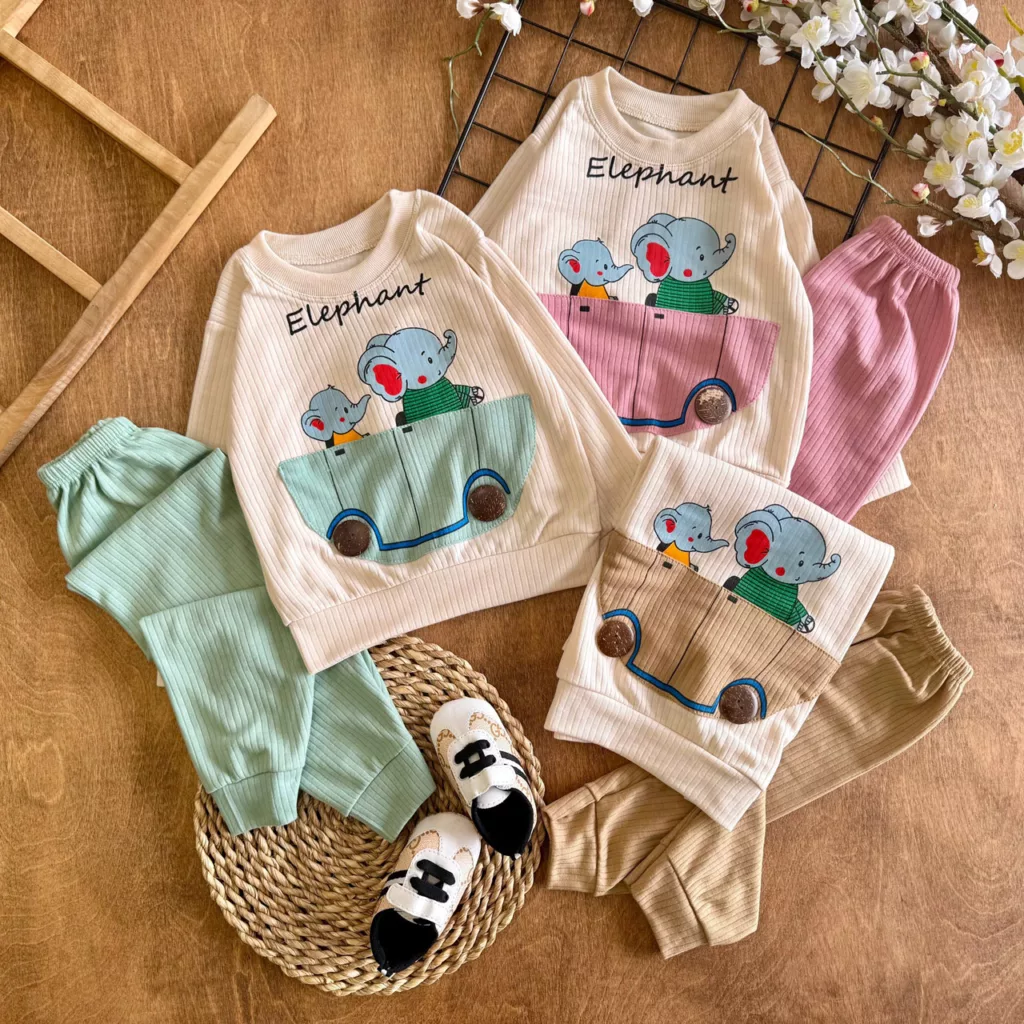 بلوز شلوار کبریتی دو فیل ماشین سوار Elephant کد 7084