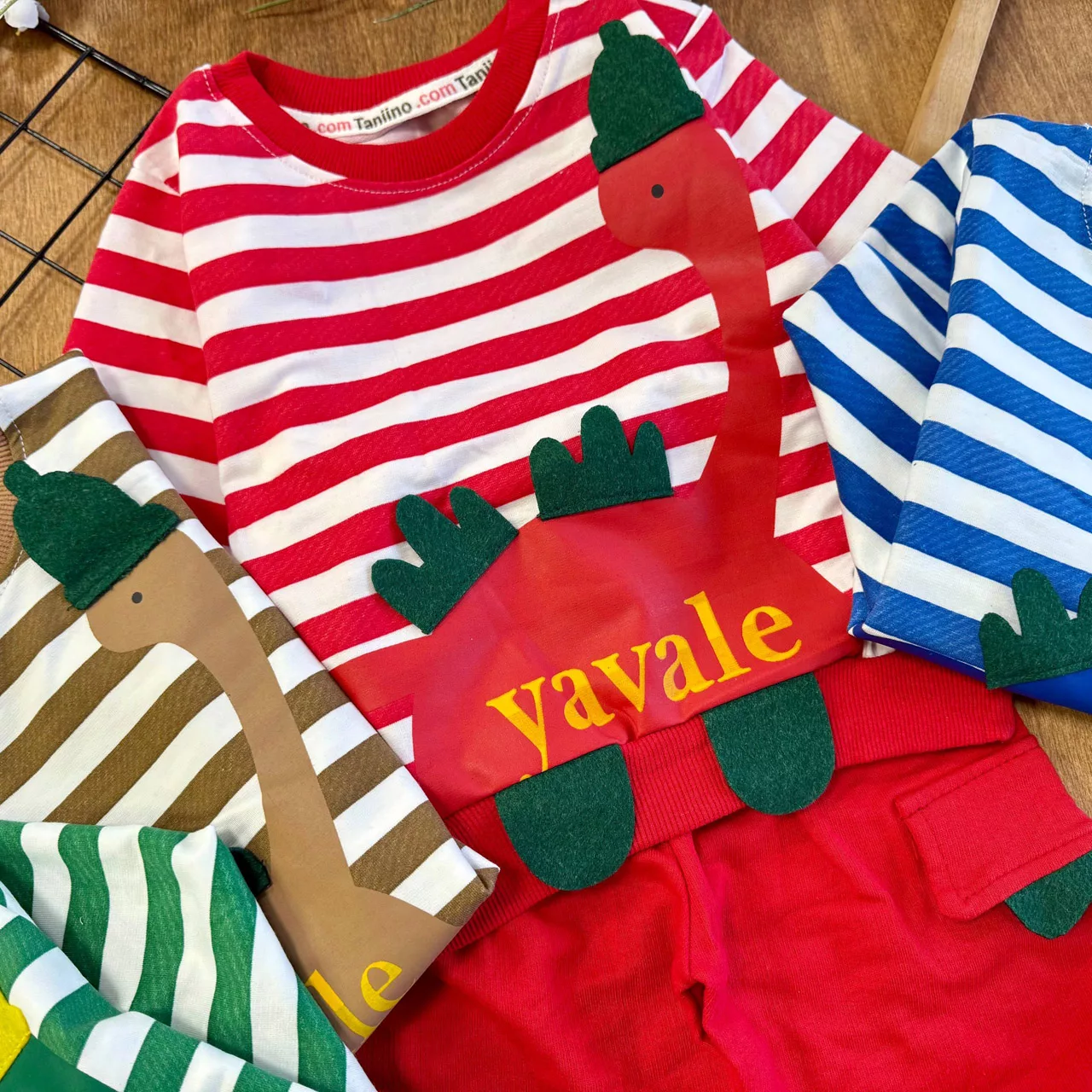 بلوز شلوار راه راه دایناسور Yavale کد 7073