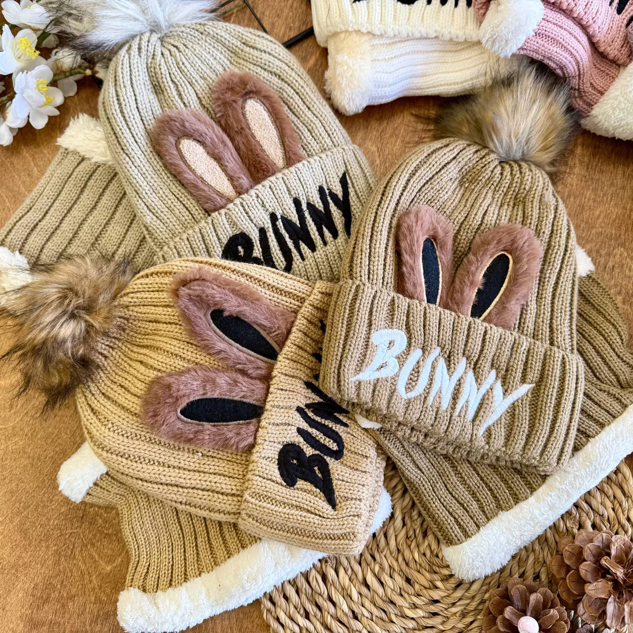 کلاه و شال گردنی گوش دار Bunny کد 7041
