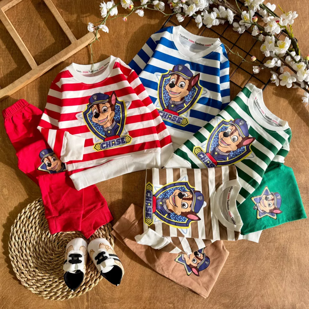 بلوز شلوار راه راه سگ نگهبان Chase (ایراددار) کد 7088-1
