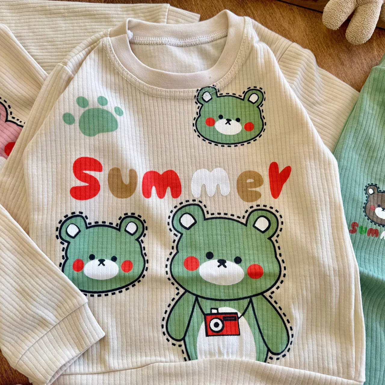 بلوز شلوار کبریتی خرس summer سایز 2،3 کد 7152