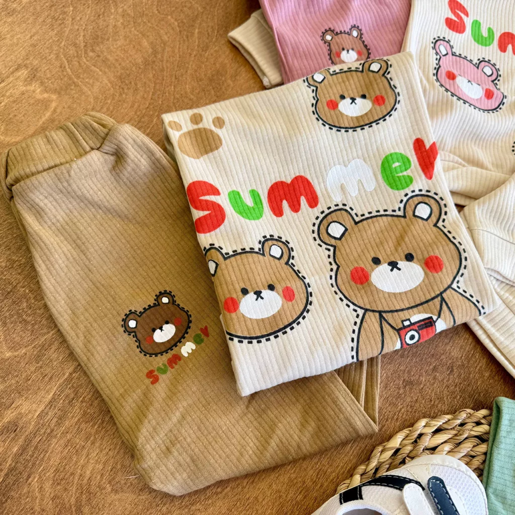 بلوز شلوار کبریتی خرس summer سایز 2،3 کد 7152